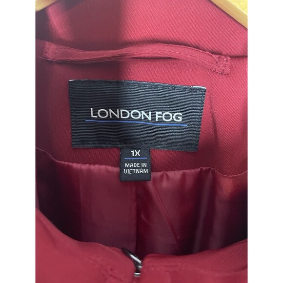LONDON FOG Women's Long Red Water Resistant Trench Coat 1XL Button Up - Picture 3 of 11